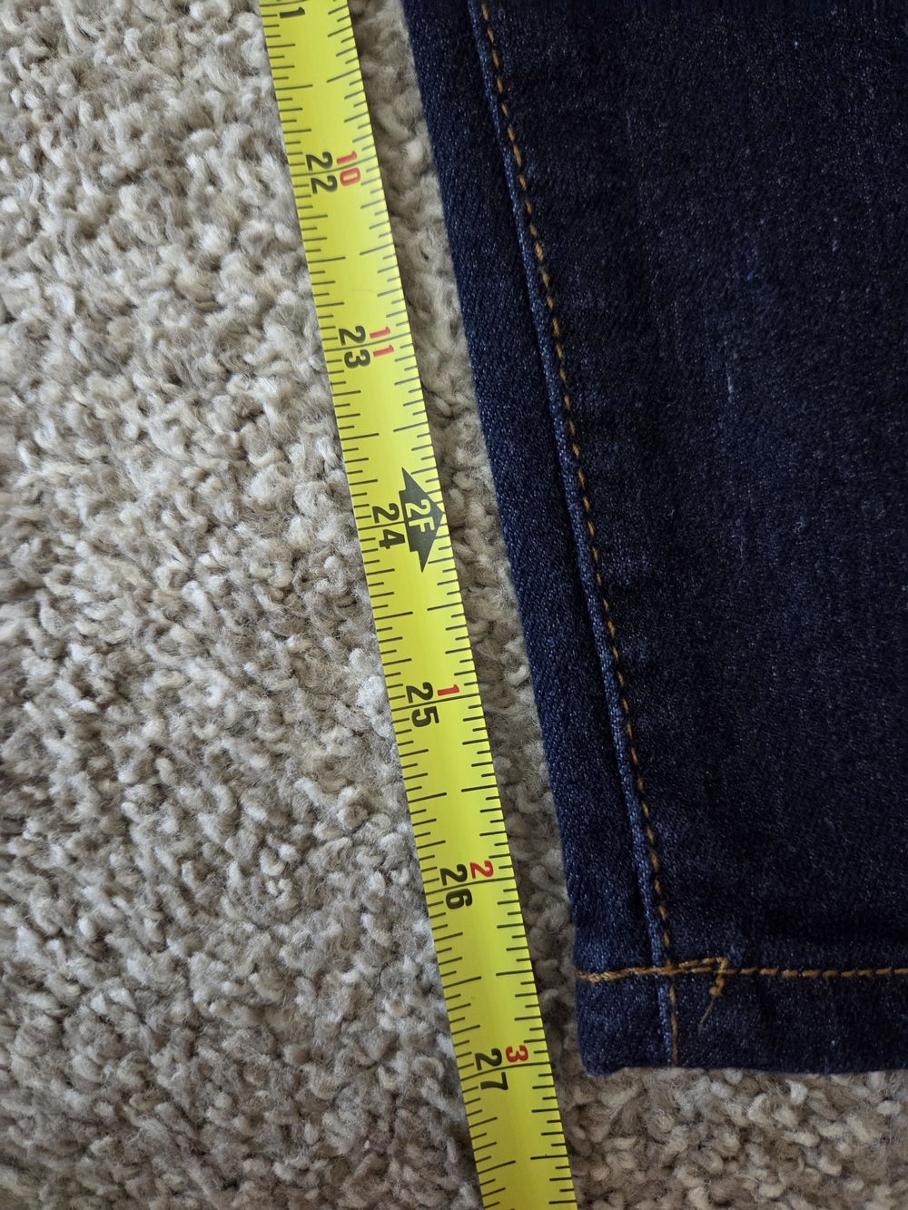 Forever 21 Sz 25 Dark Wash Skinny Denim Jeans Gold Stitching 5-Pockets - Picture 3 of 8